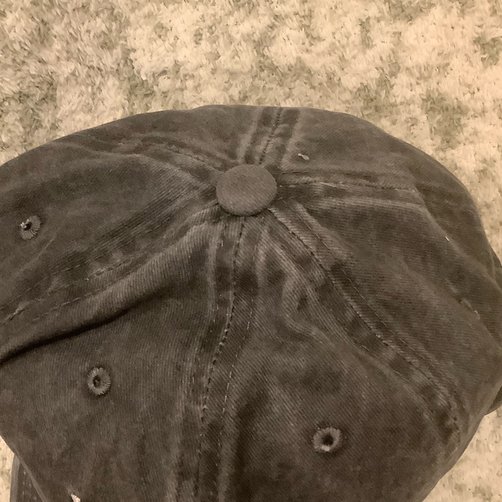 Black Stonewashed Distressed  'Living the Dream' Baseball Cap NWT Cotton - Picture 4 of 16